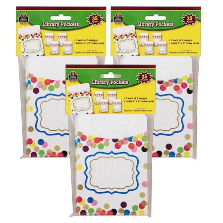 Teacher Created Resources Confetti Library Pockets, PK105 TCR2736
